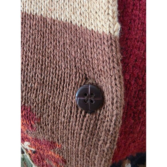 Classic Elements Womens Fall Leaf Patchwork Cardigan Sweater M - Picture 4 of 8